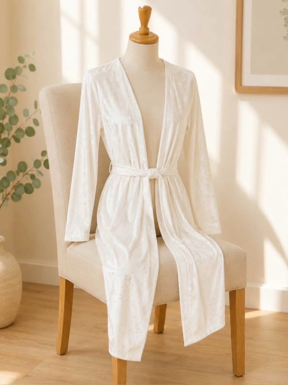 NWT Jess Lea Ivory Crushed Velvet Duster Cardigan | Large